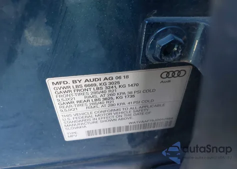 2018 Audi Q7 3.0T Premium из США, поврежденный, VIN WA1VAAF75JD052564